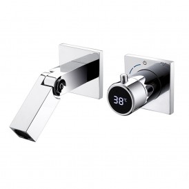 Folding digital display concealed concealed concealed embedded wall basin washbasin hot and cold melt faucet copper