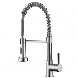 In-wall stainless steel hot and cold water kitchen faucet