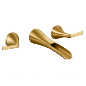 Modern High-quality Silk Gold Embedded Toilet Full Copper Three-hole Hot Nnd Cold Hotel Concealed Basin Faucet