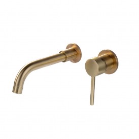 Brushed Gold Waterfall Bathroom Sink Faucet Shower Set Wall Mount Lavatory Basin Faucets Black Mixer Tap