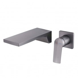 Creative waterfall faucet full brass gun gray washbasin hot and cold embedded basin concealed faucet