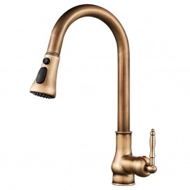 All copper Pull Out faucet household kitchen white high-quality cold and hot faucet universal telescopic and splash proof
